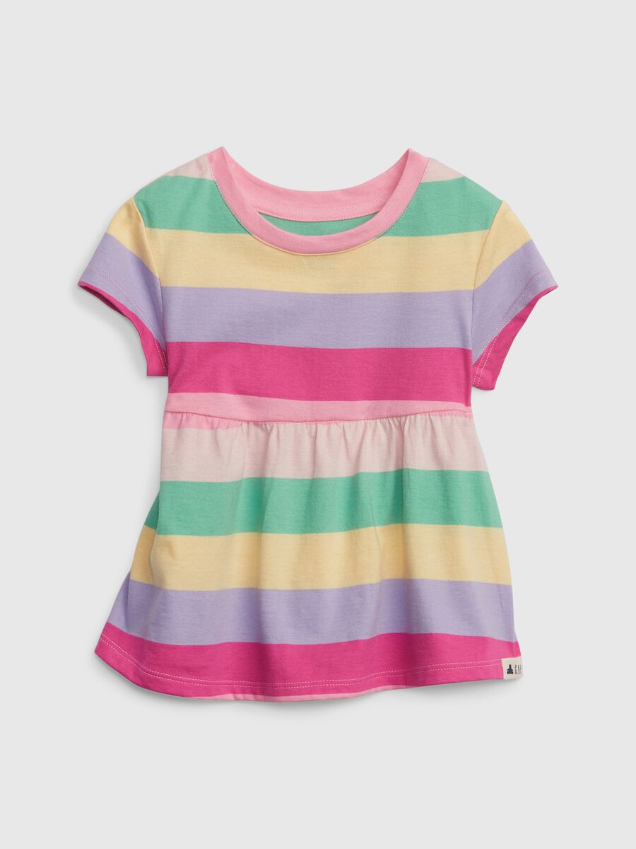 Organic cotton T-shirt with striped pattern Newborn Boy_0