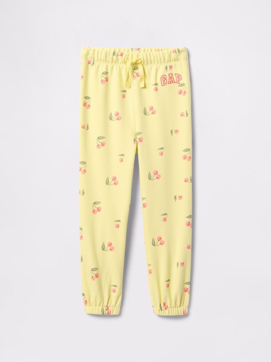 Pantaloni jogger gialli con stampa ciliegia Bimba_0