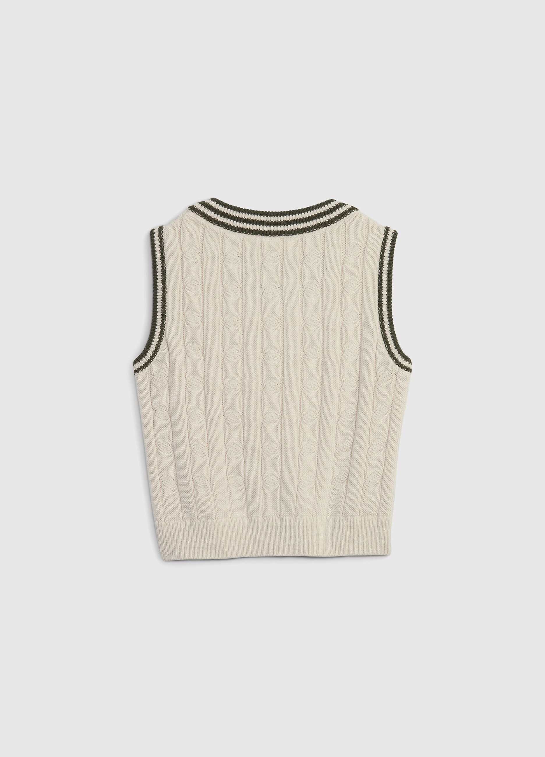 Cotton gilet with cable-knit design_1