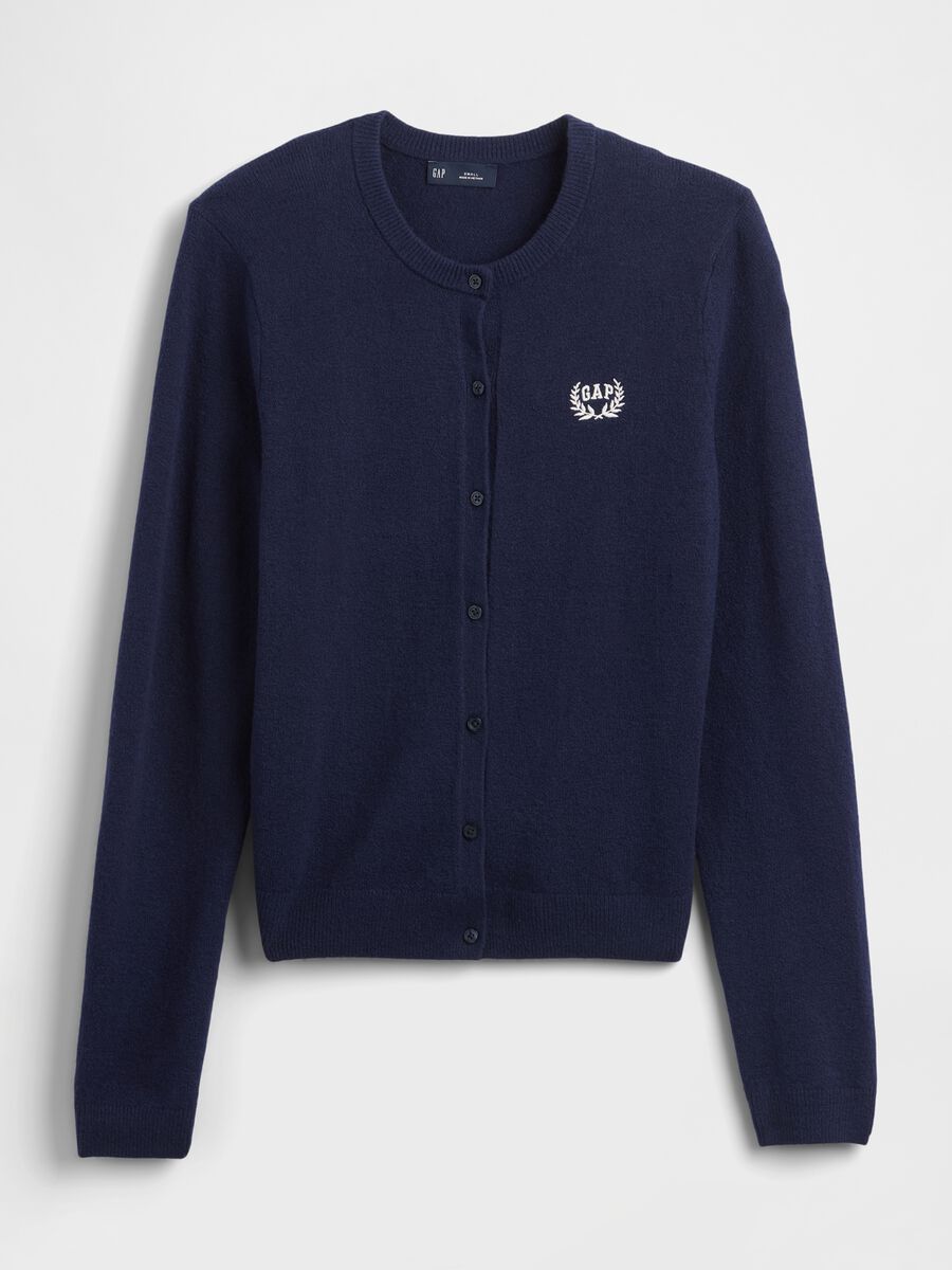 Blue Cardigan in Mixed Fabrics Woman_4