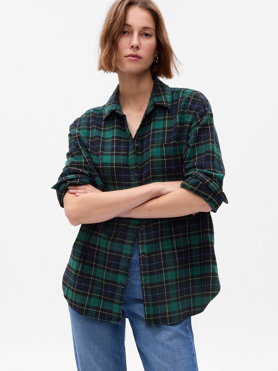 Oversized shirt in flannel with check pattern Woman_0