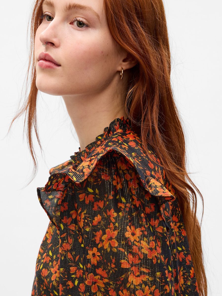 Floral blouse in lurex with flounce Woman_2