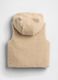 Beige sherpa fabric hooded gilet_1