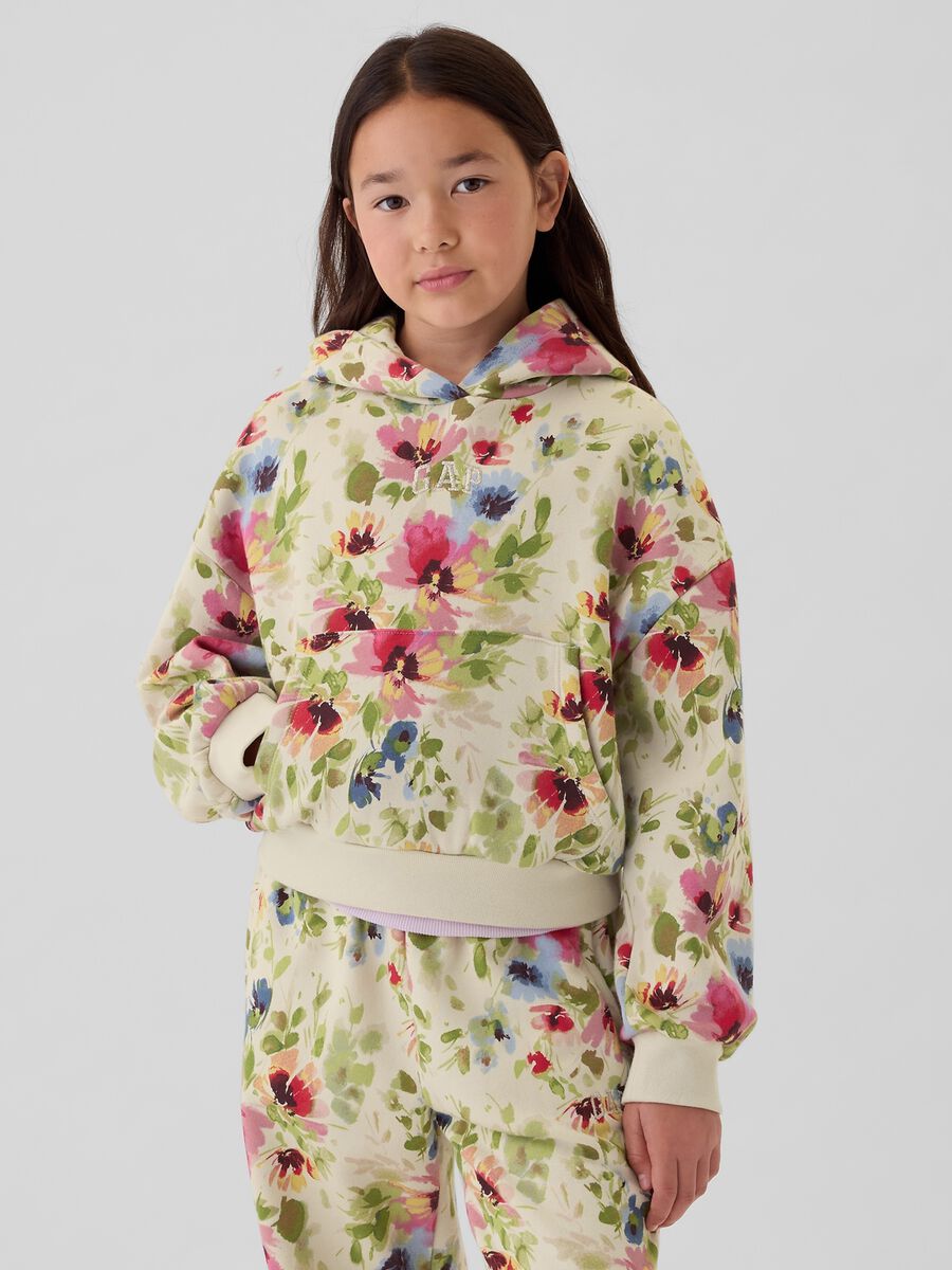 Felpa crop floreale con ricamo logo Bambina_0