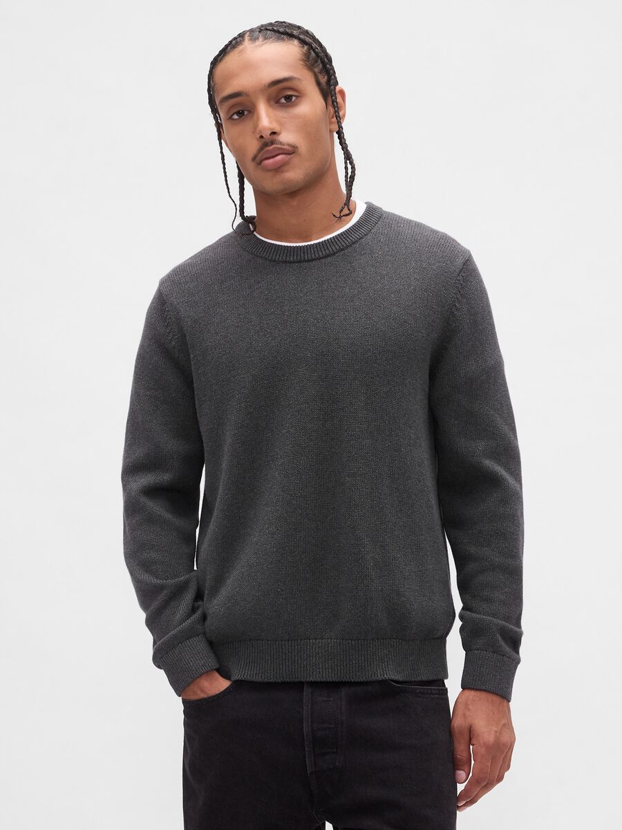 Maglione grigio in cotone Uomo_0
