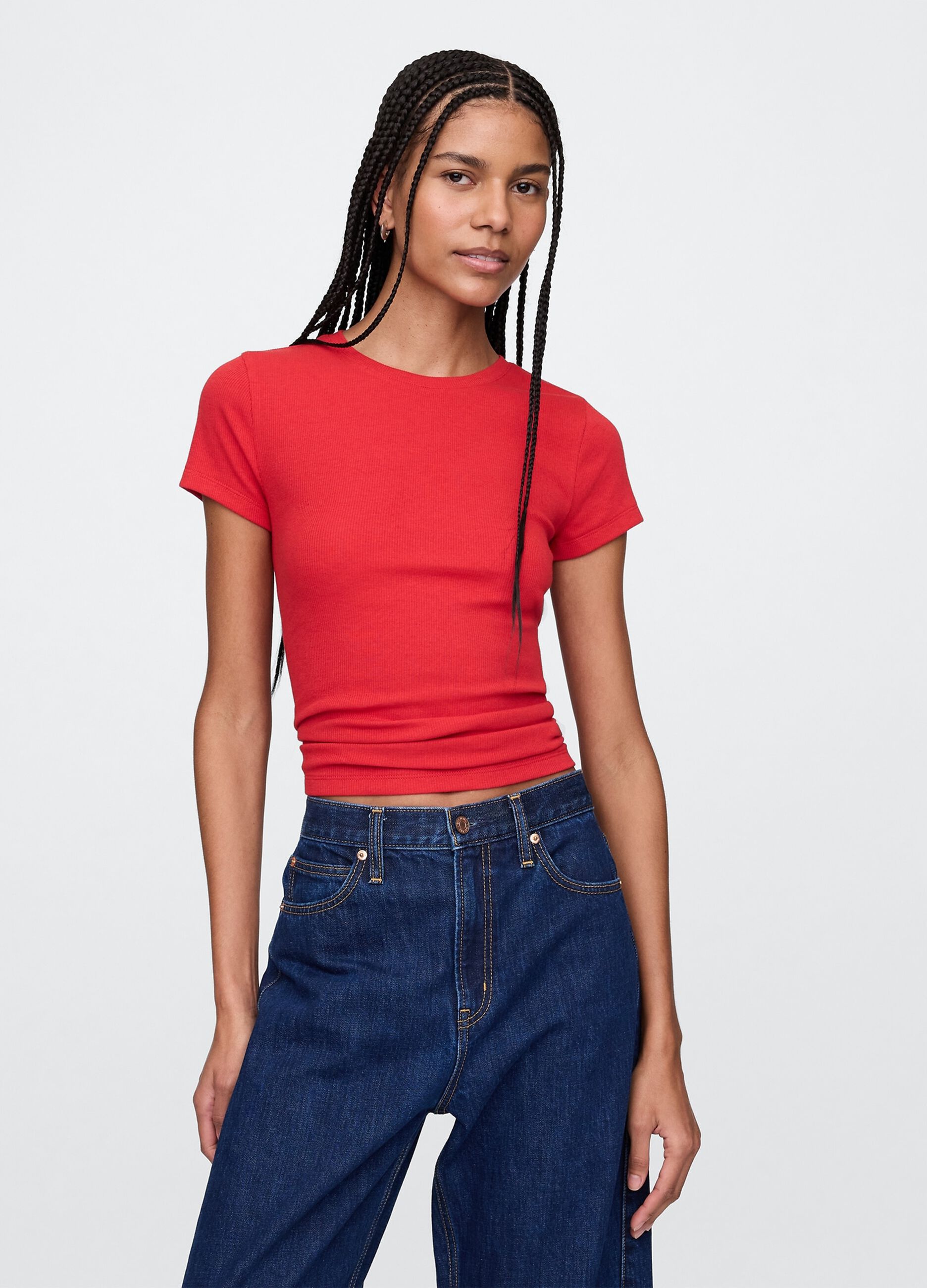 T-shirt slim fit in cotone a costine 