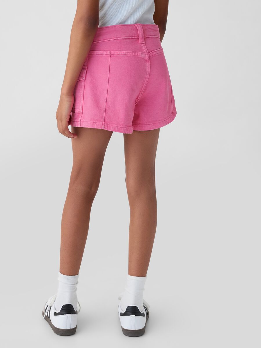 Shorts cargo in denim a vita alta Bambina_2
