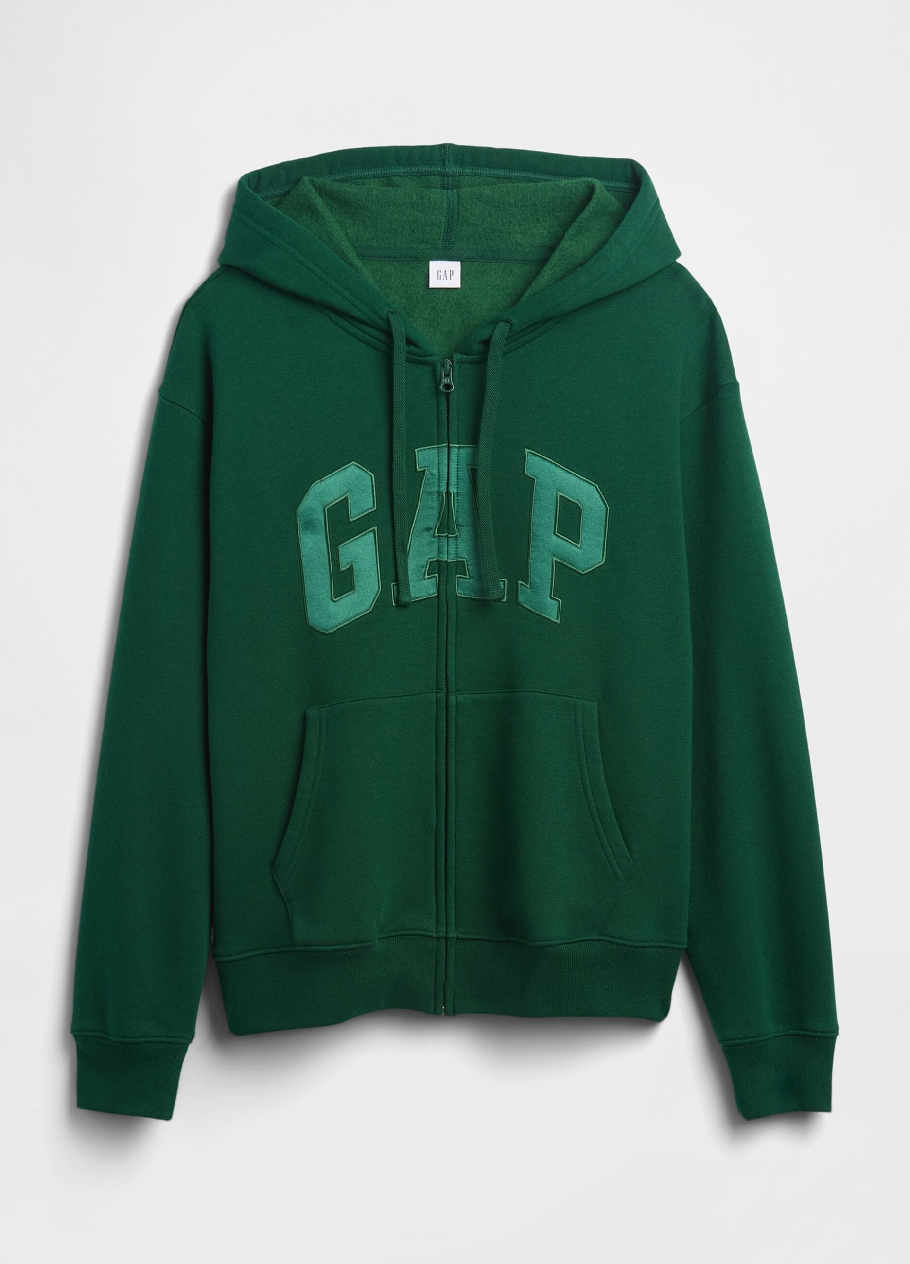Green Hooded Sweatshirt with Full Zip