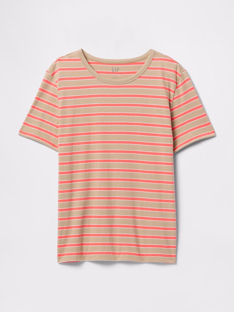 T-shirt a righe arancioni e beige in cotone Gap Donna_3