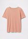 T-shirt a righe arancioni e beige in cotone_3