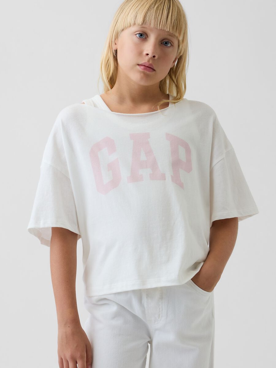 T-shirt in puro cotone con logo GAP Bambina_0