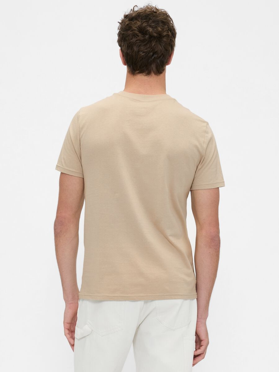 T-shirt beige in cotone a maniche corte Uomo_1