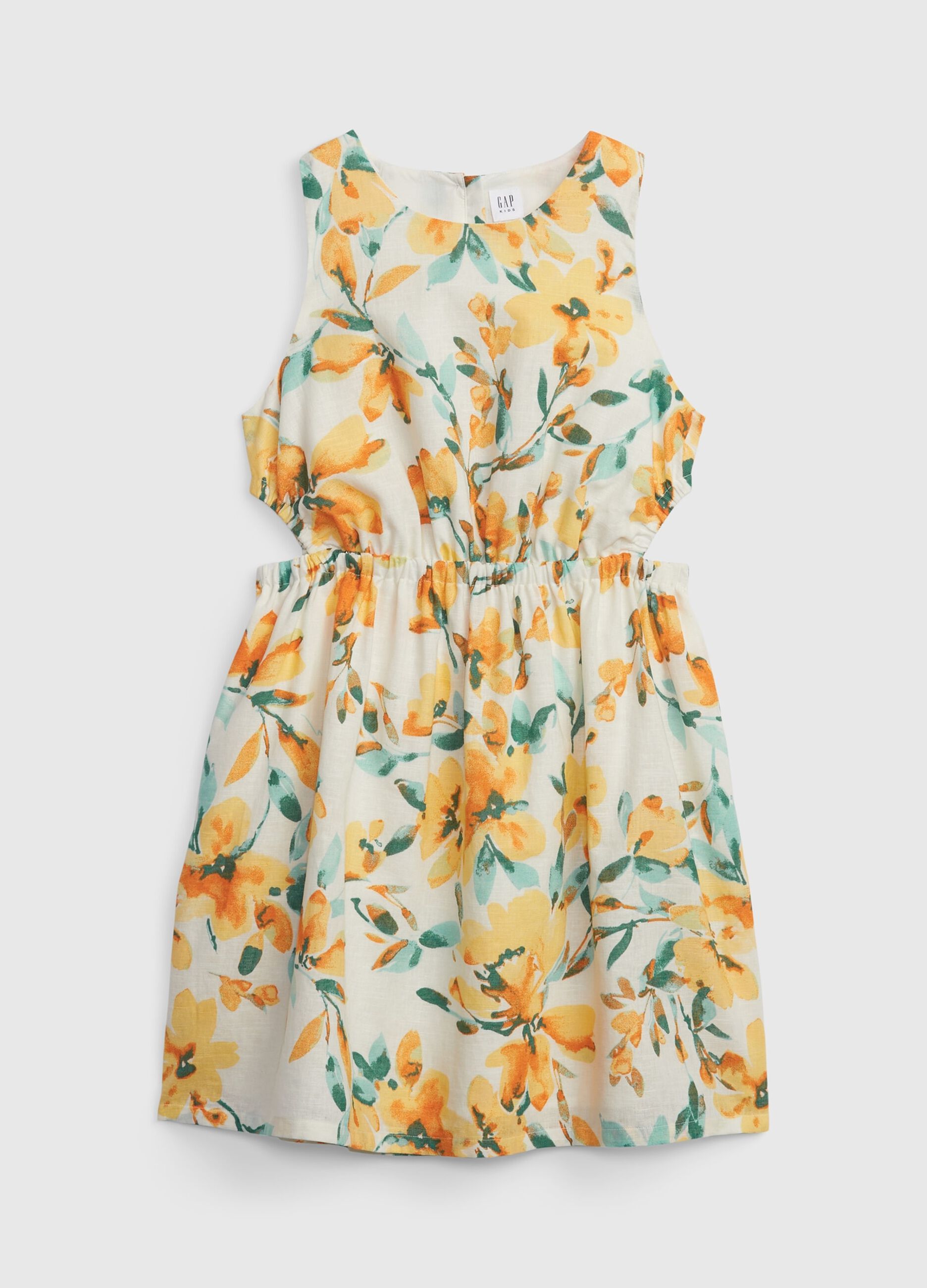 Short floral dress with cut-out details