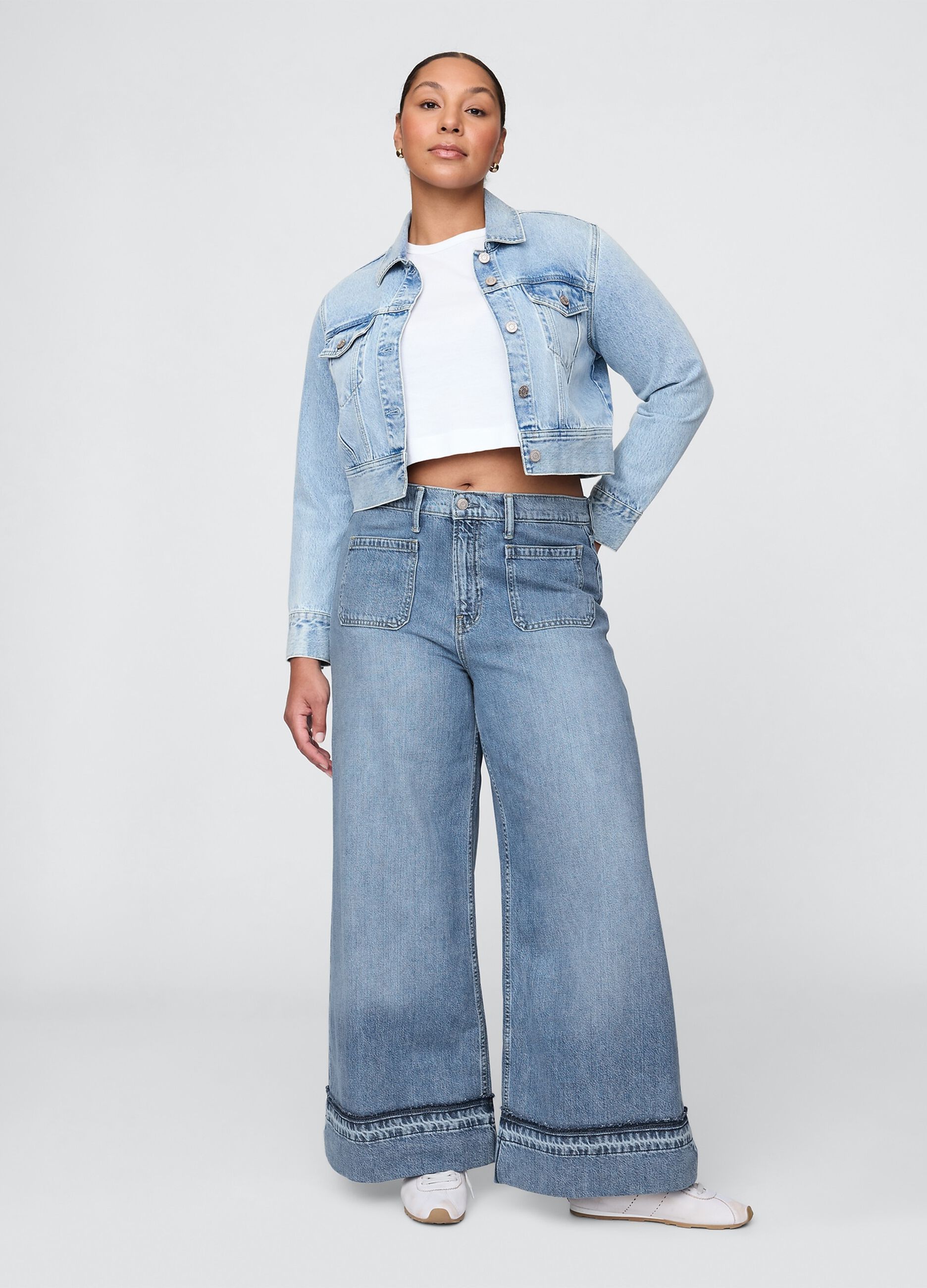 Jeans a gamba larga in denim Gap_4