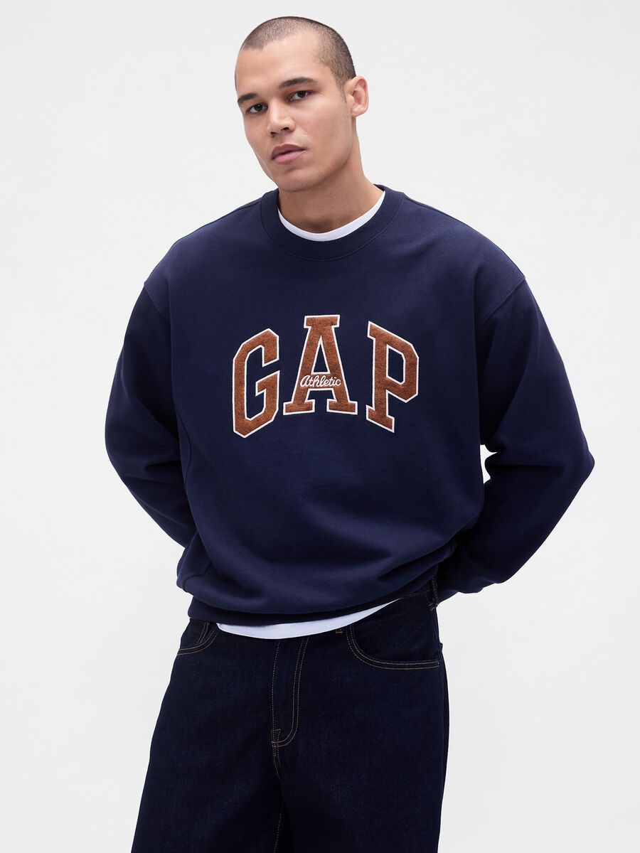 Felpa a collo rotondo con logo Uomo_0