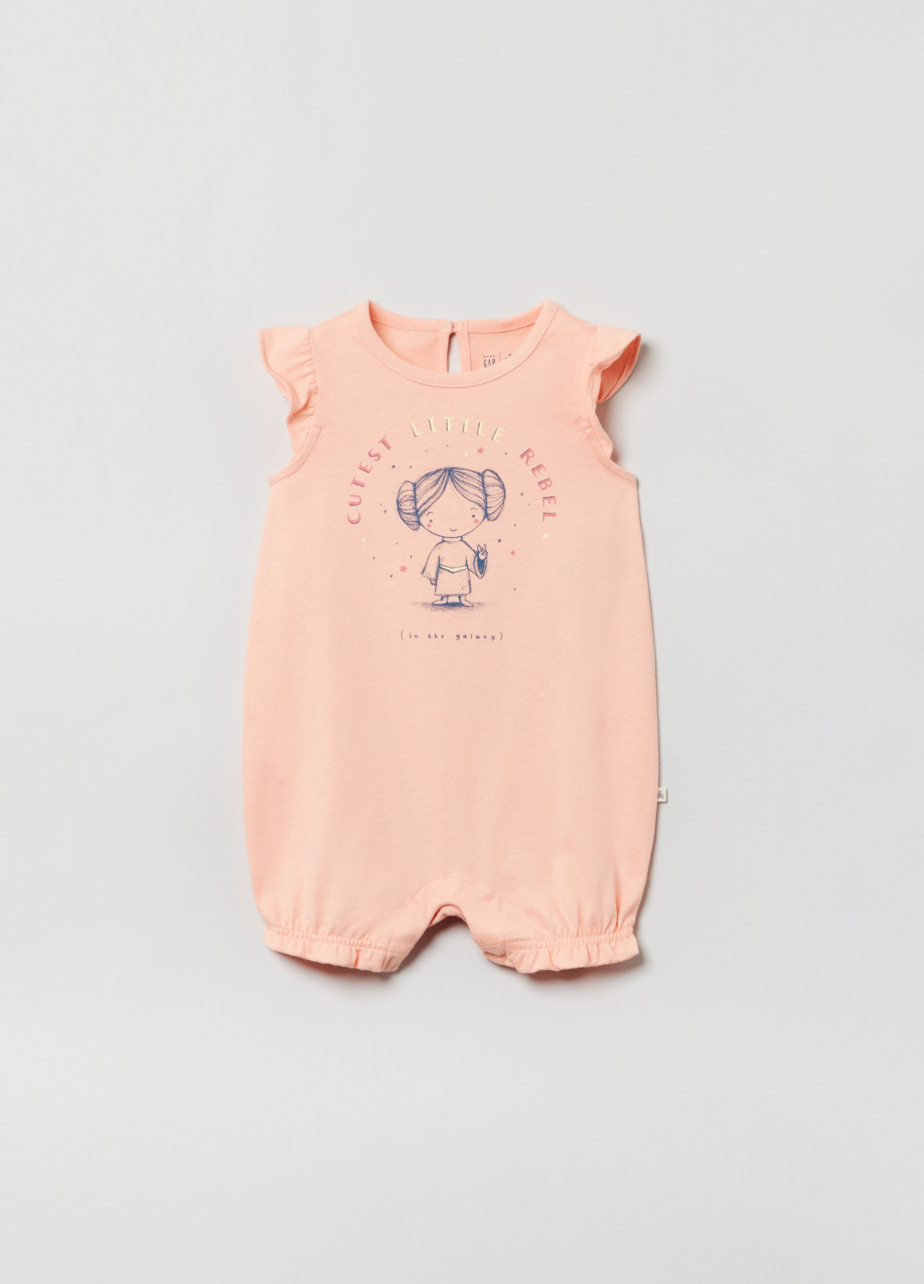Sleeveless romper suit with print