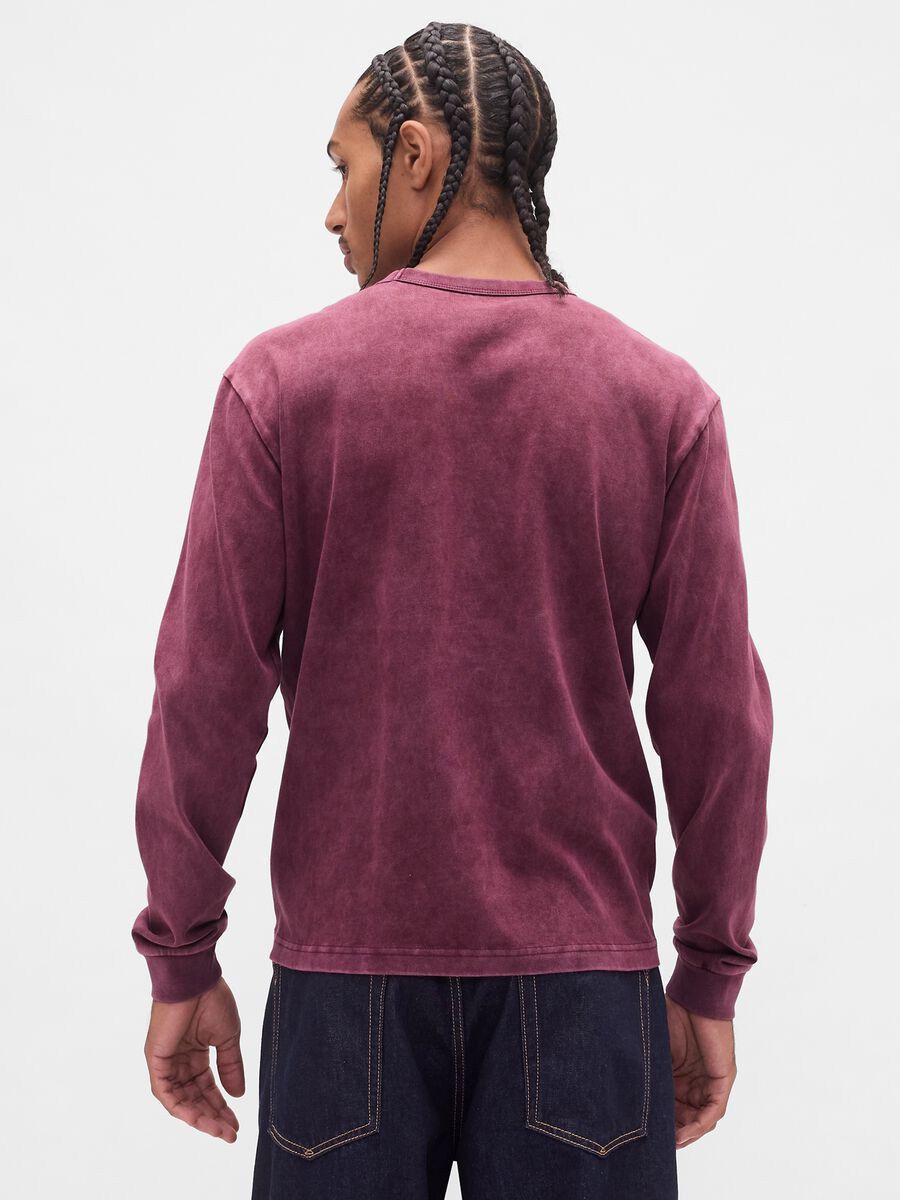 Long sleeve purple cotton top Man_1