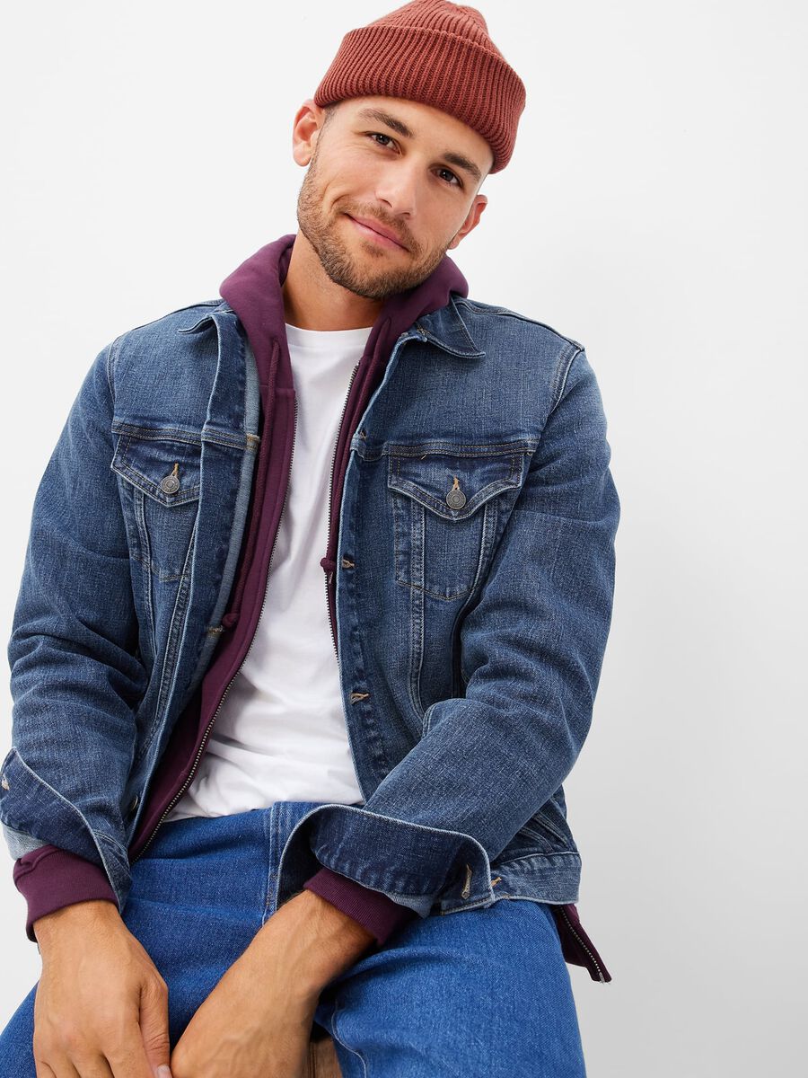 Short denim jacket with pockets Man_0
