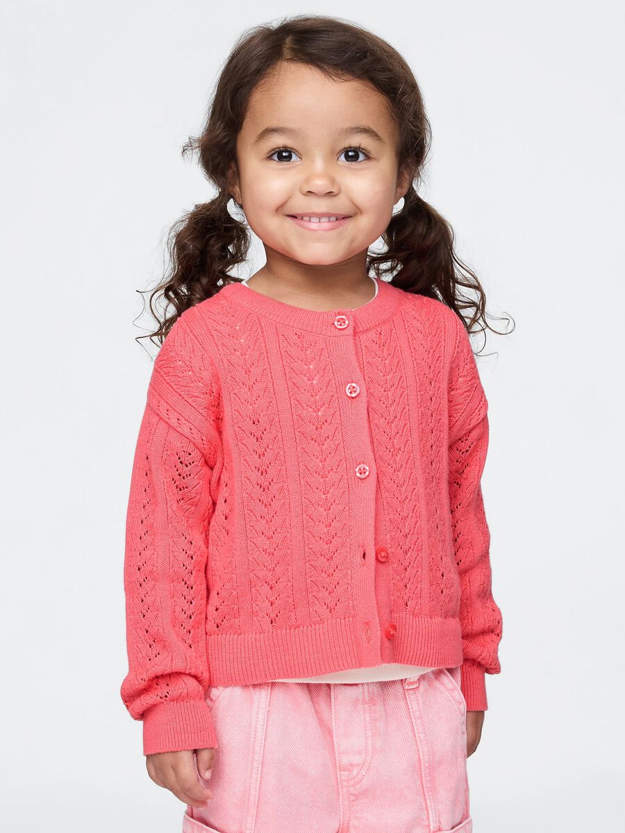 Cardigan rosa in puro cotone GAP Kids Bimba_0