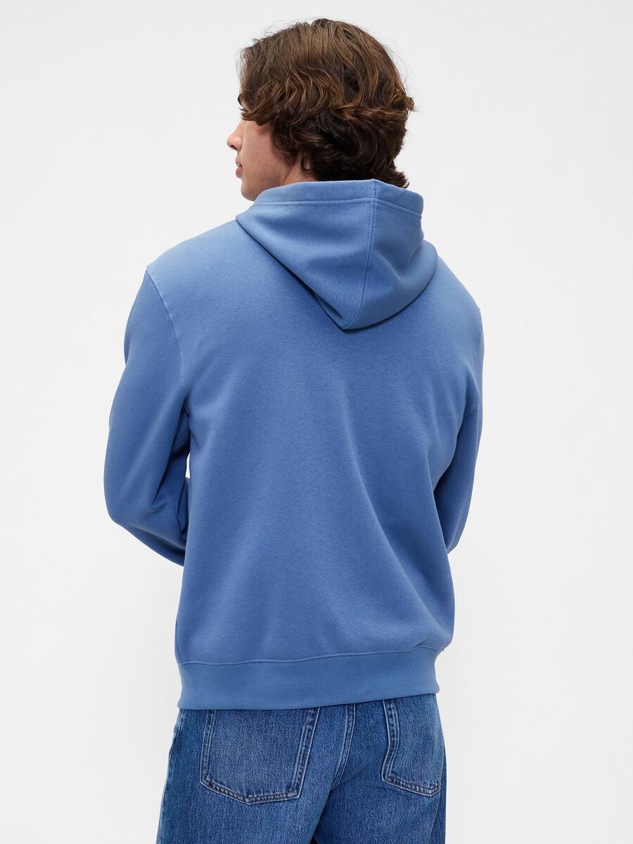 Blue hoodie with full zip closure Man_2
