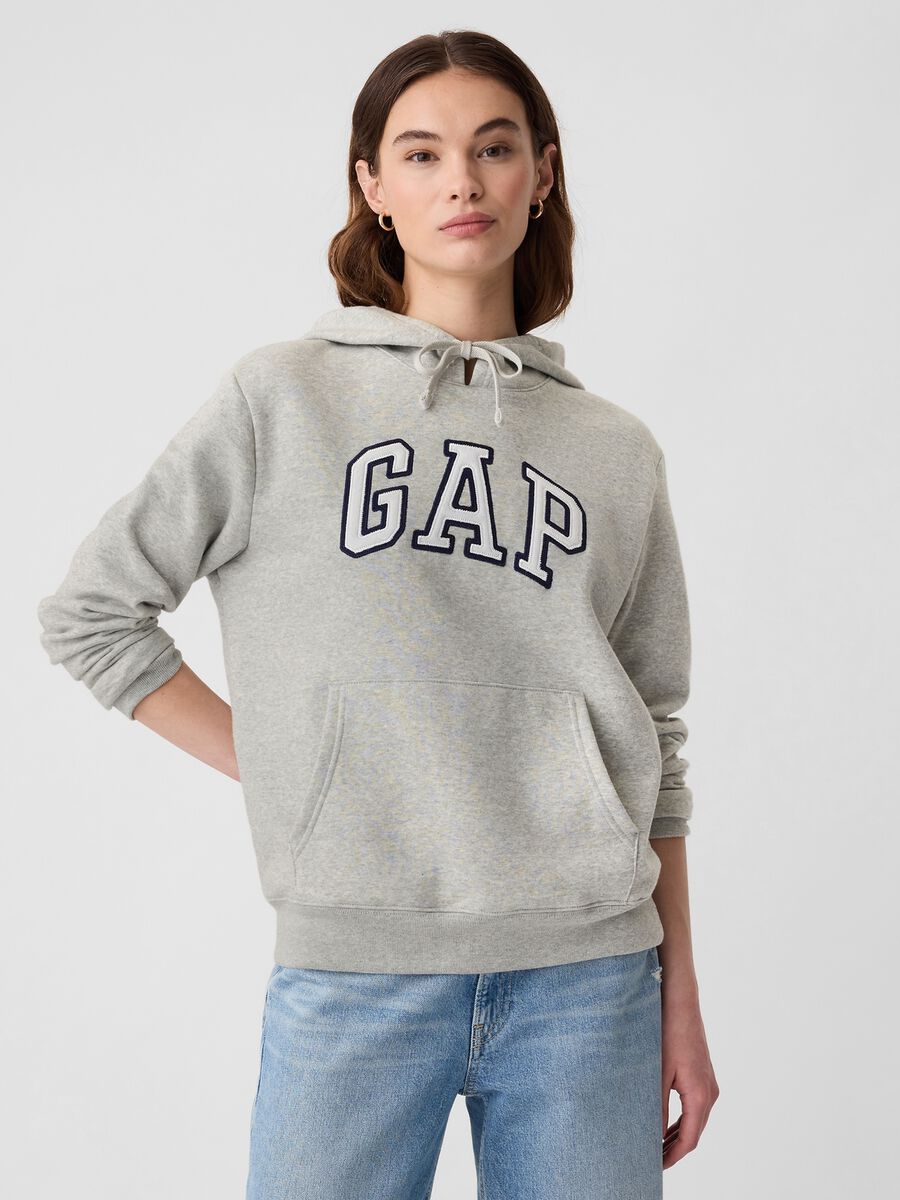 Felpa con cappuccio ricamo logo Donna_0
