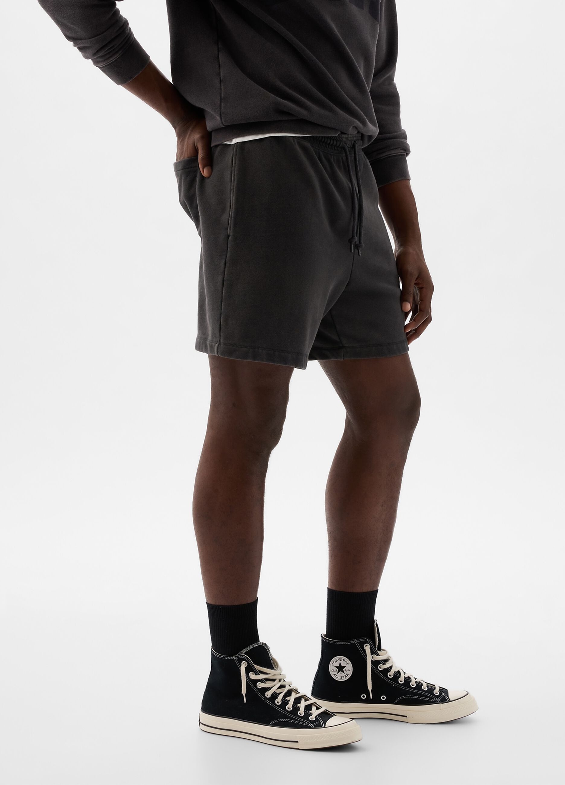 Bermuda jogger in felpa con coulisse_1