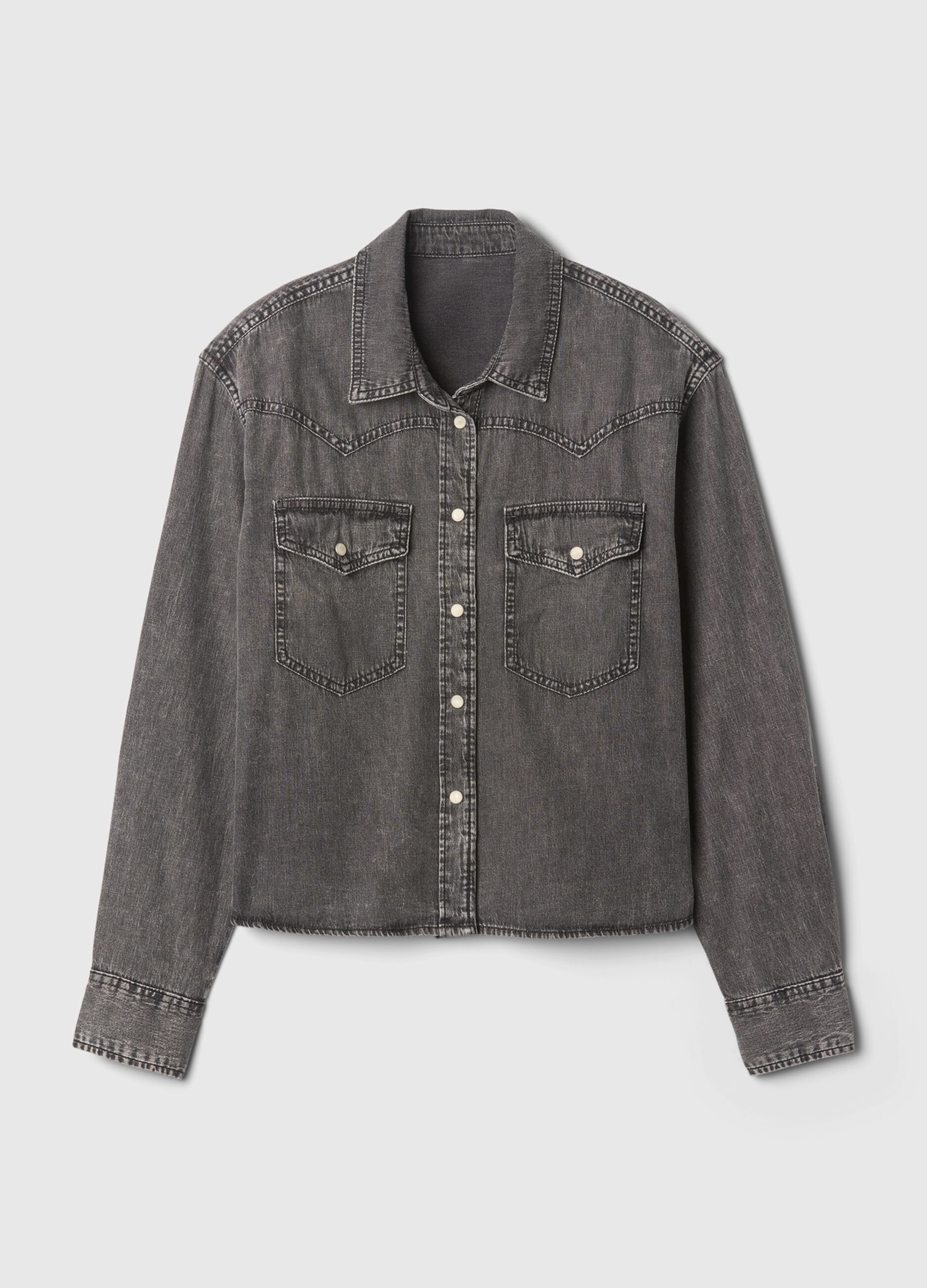 Camicia cropped western in denim_3