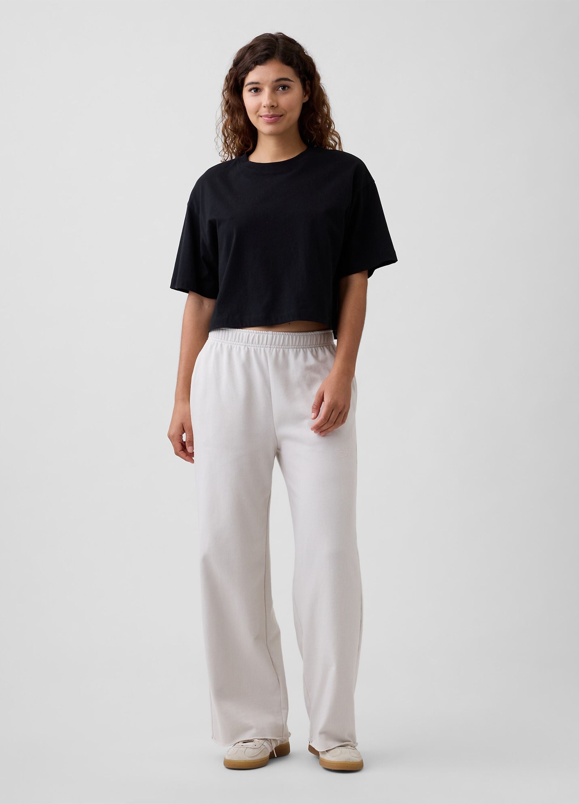 Pantaloni wide leg in misto cotone
