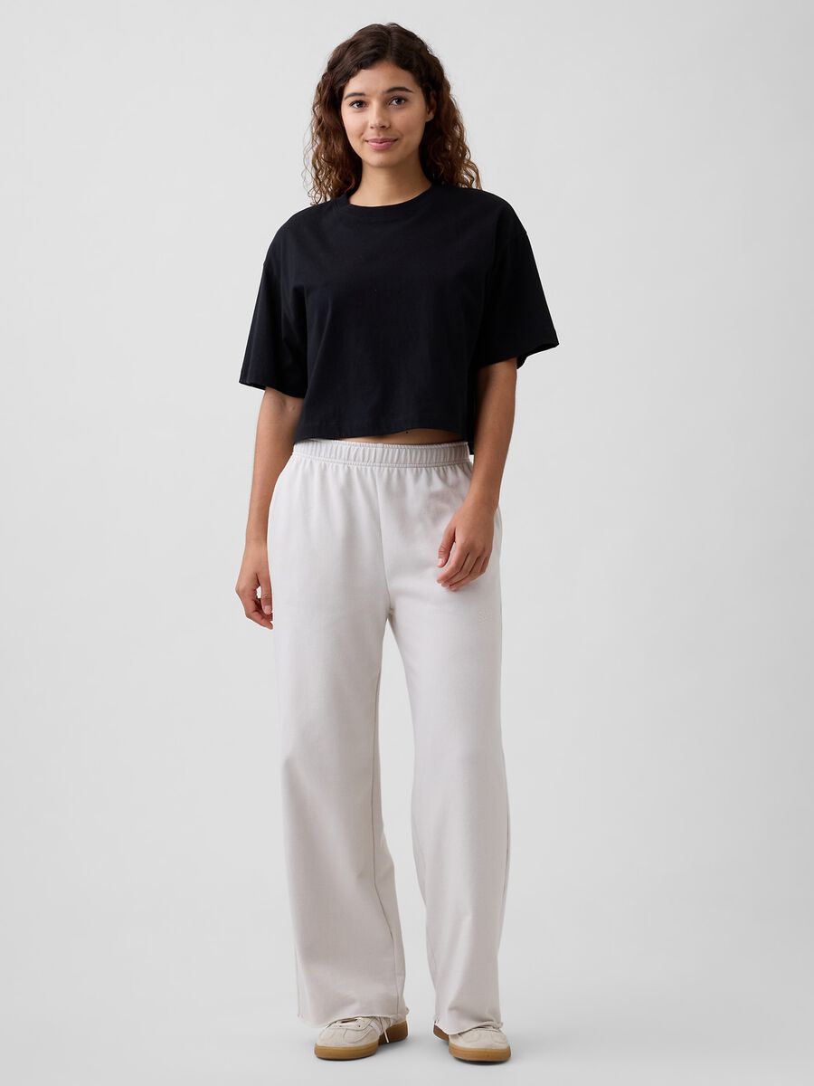 Pantaloni wide leg in misto cotone Donna_0