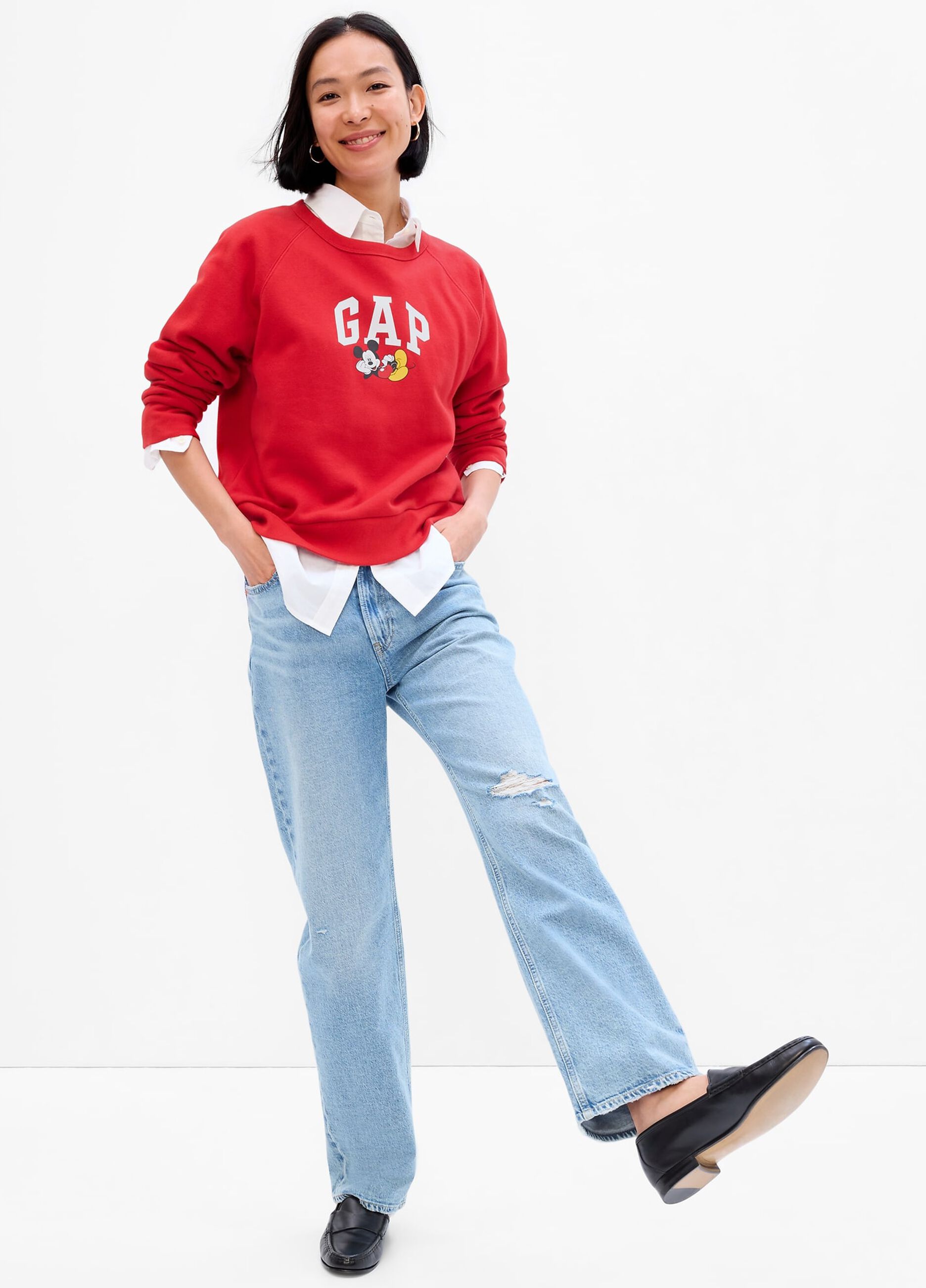 Sweatshirt with printed logo and Disney Mickey Mouse