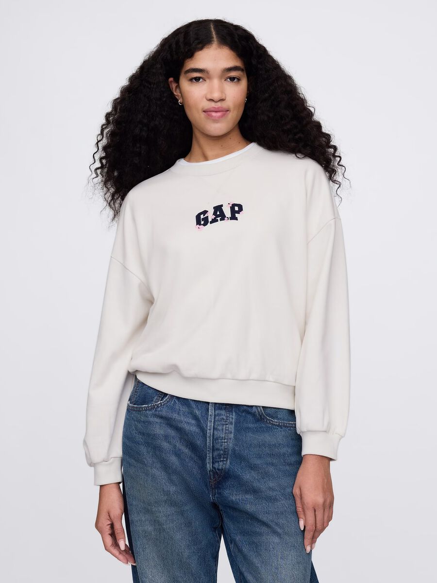 White sweatshirt with embroidered GAP logo Woman_0