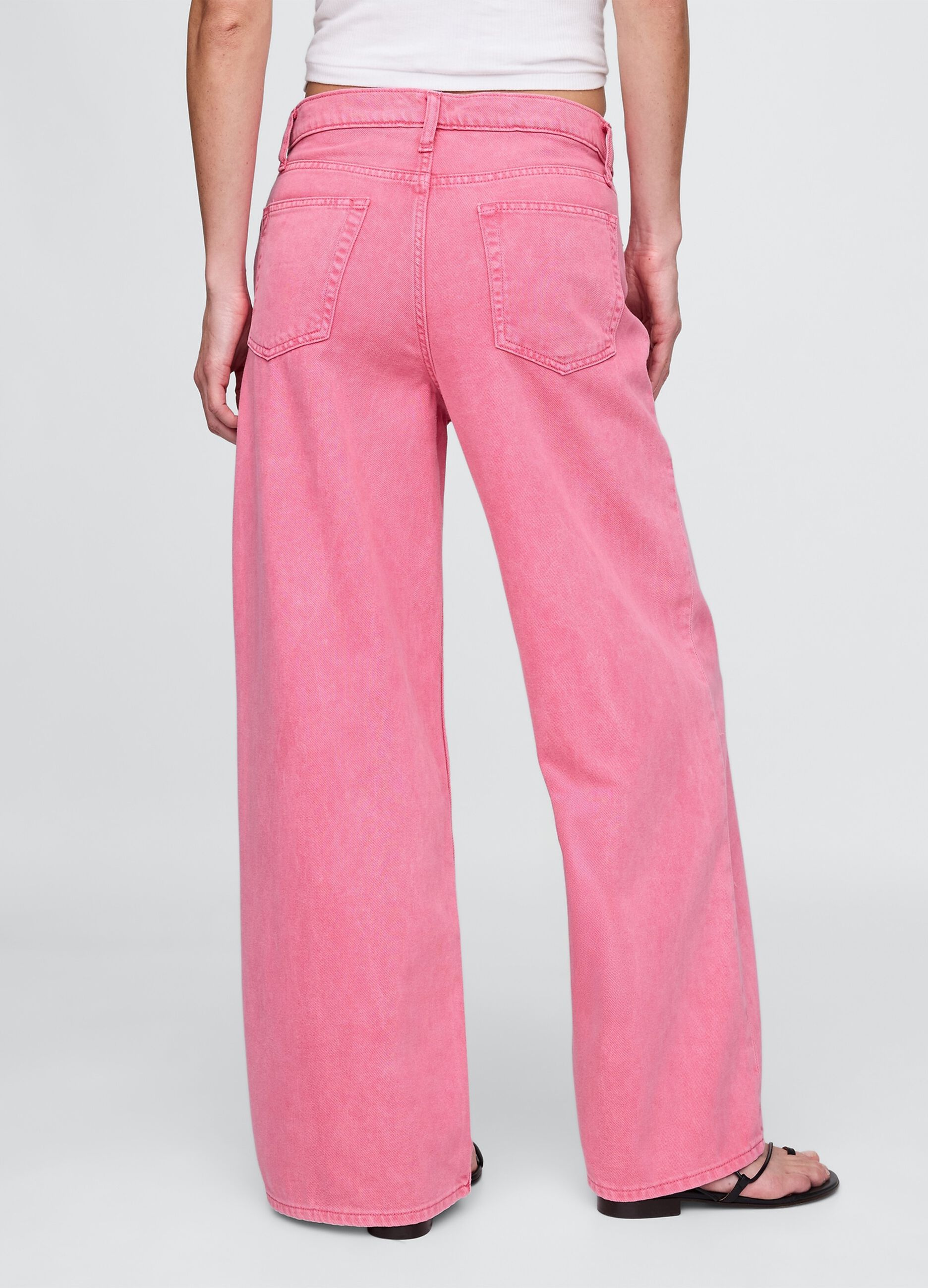 Pantaloni wide leg in denim rosa Gap_3