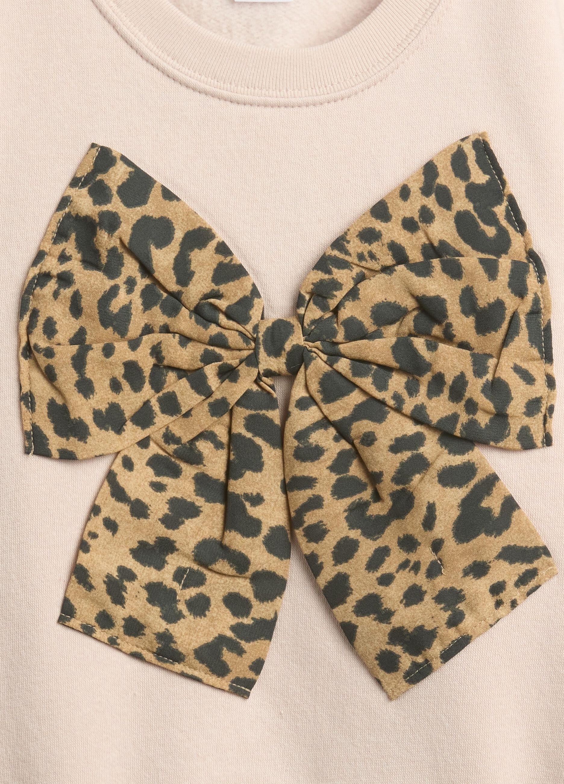 Felpa beige con fiocco leopardato_2