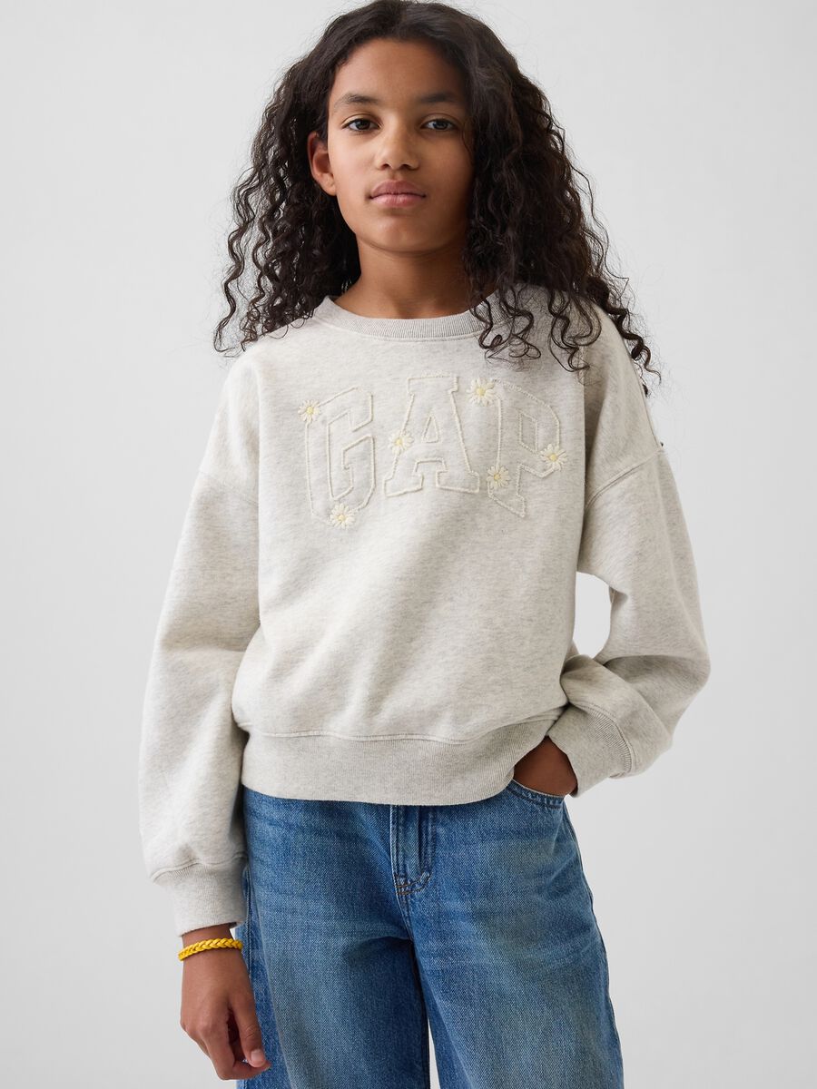 Felpa girocollo in misto cotone con logo GAP Bambina_0