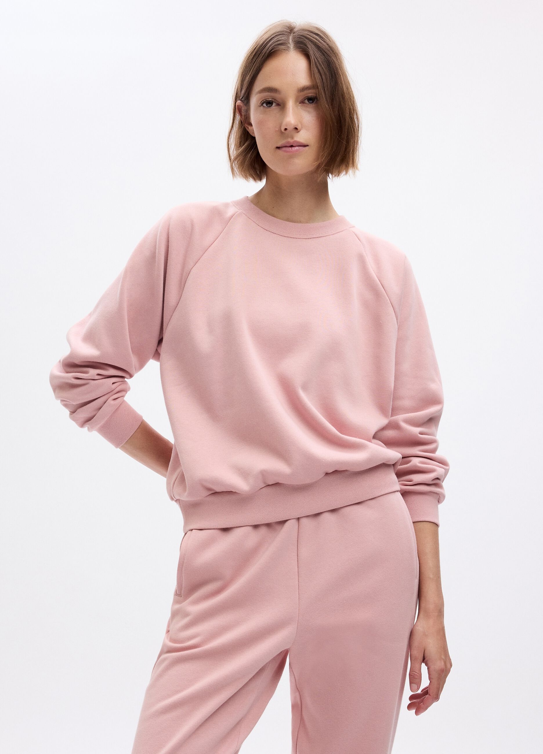 Felpa girocollo con maniche raglan