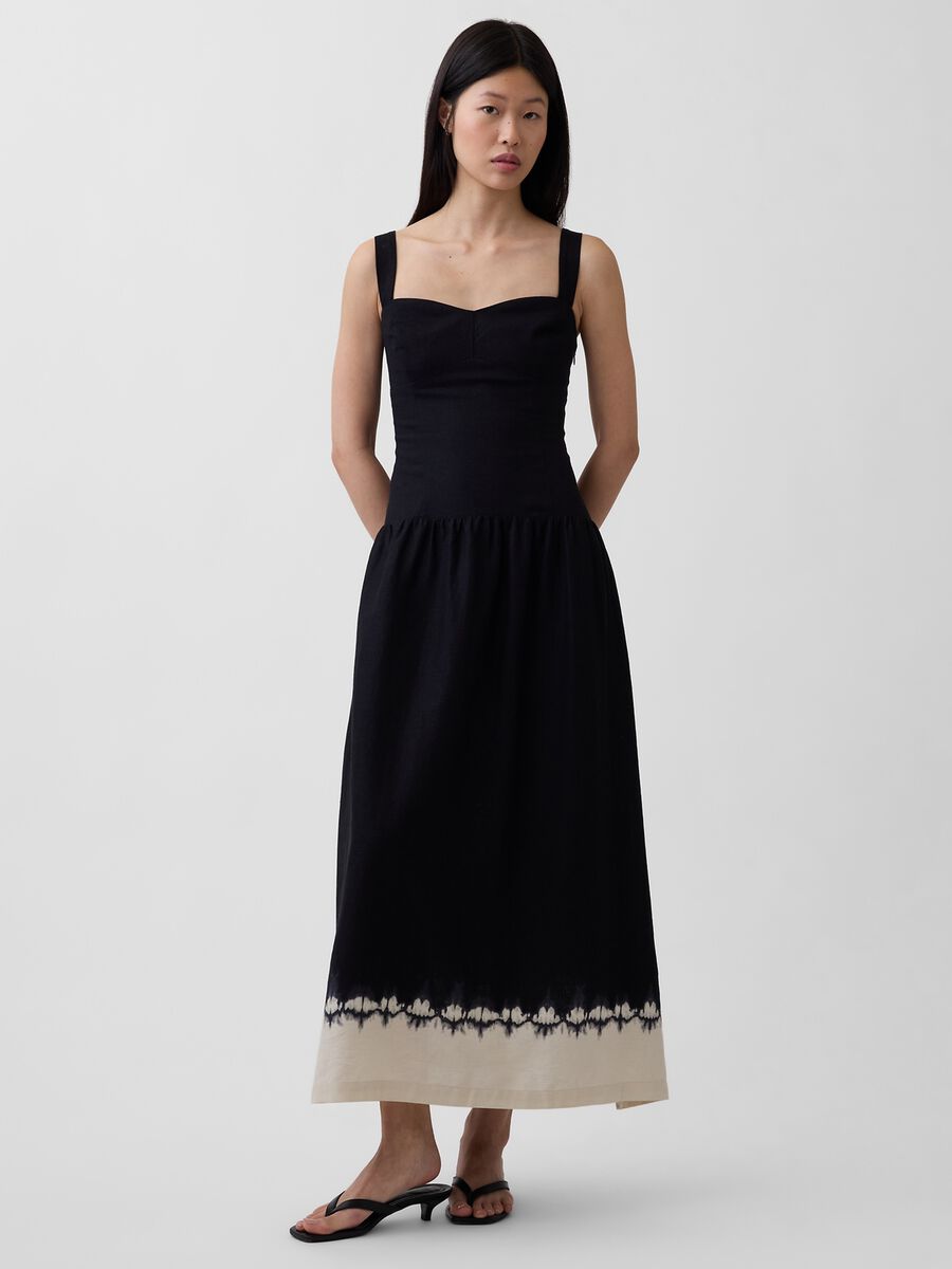 Abito midi in misto lino Donna_0