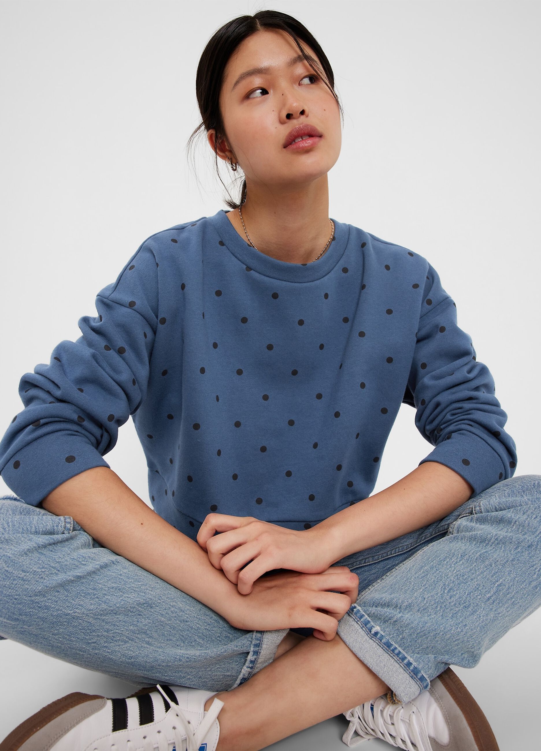 Boxy fit polka dot sweatshirt