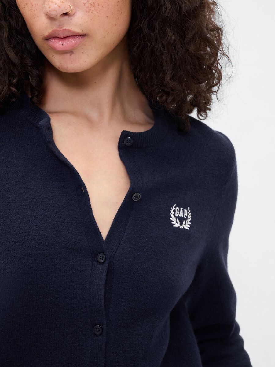 Blue Cardigan in Mixed Fabrics Woman_3