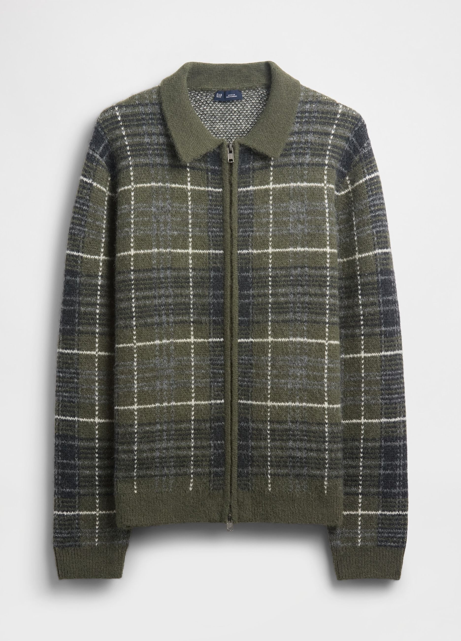 Cardigan full zip a quadri