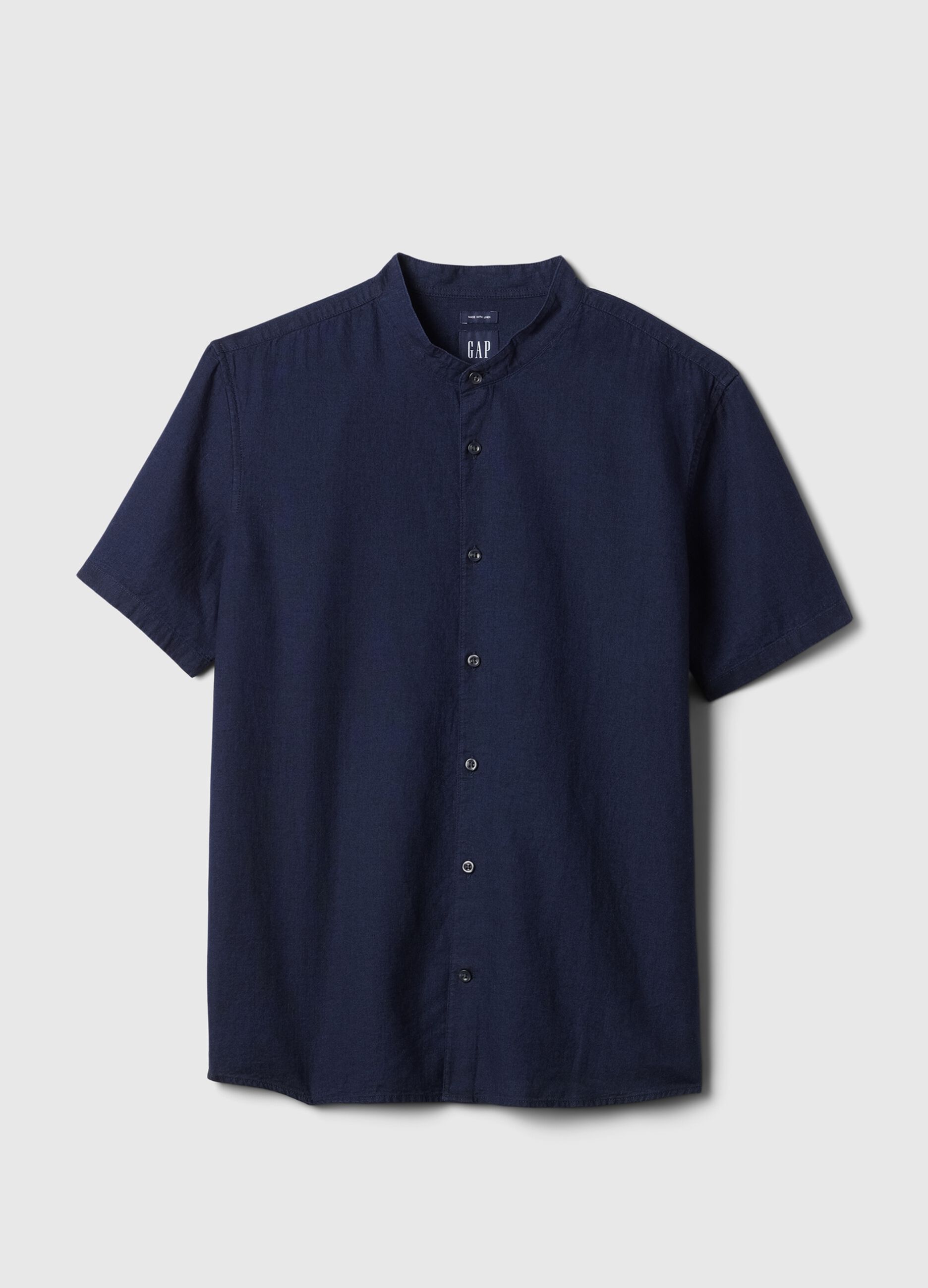 Camicia a maniche corte collo alla coreana_3