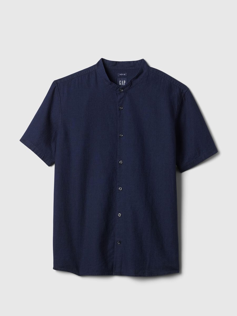 Camicia a maniche corte collo alla coreana Uomo_3