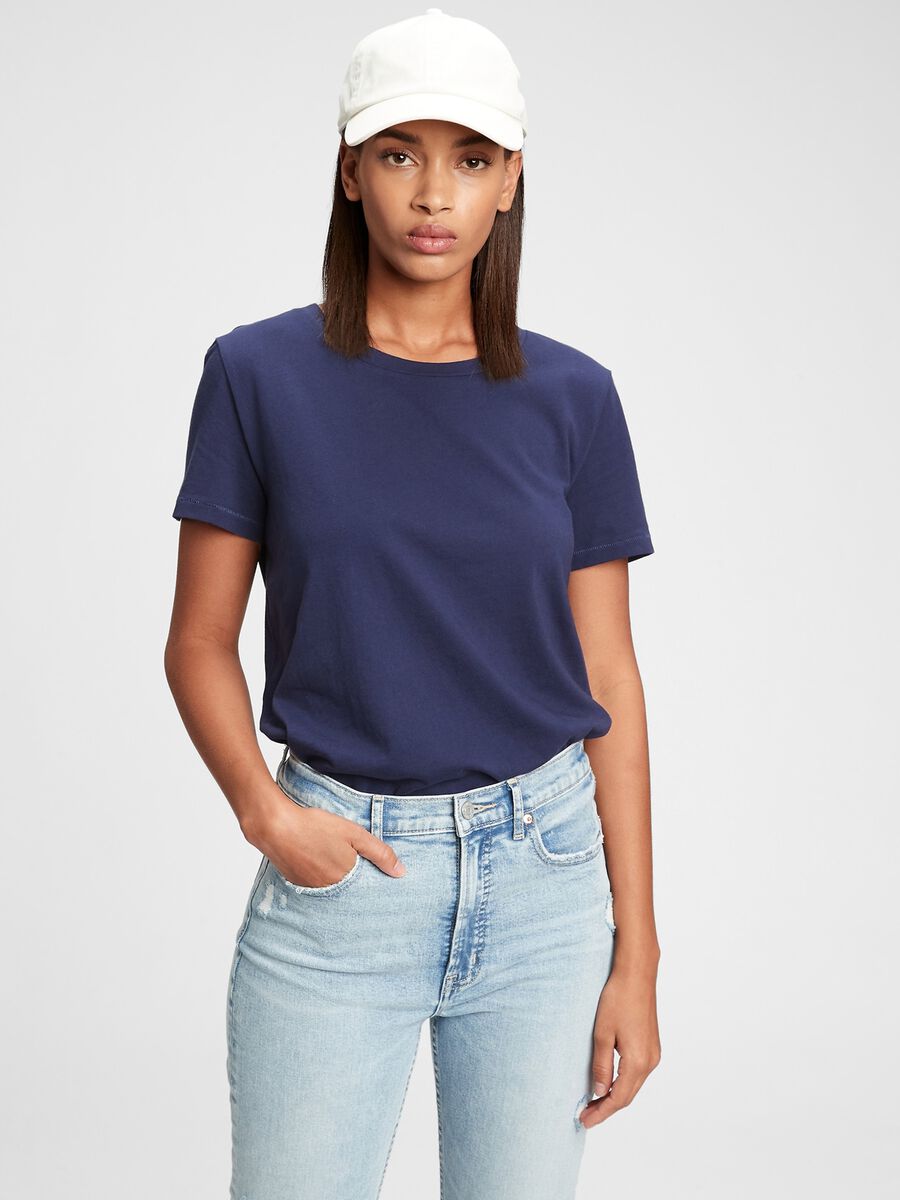T-shirt girocollo in cotone Donna_0