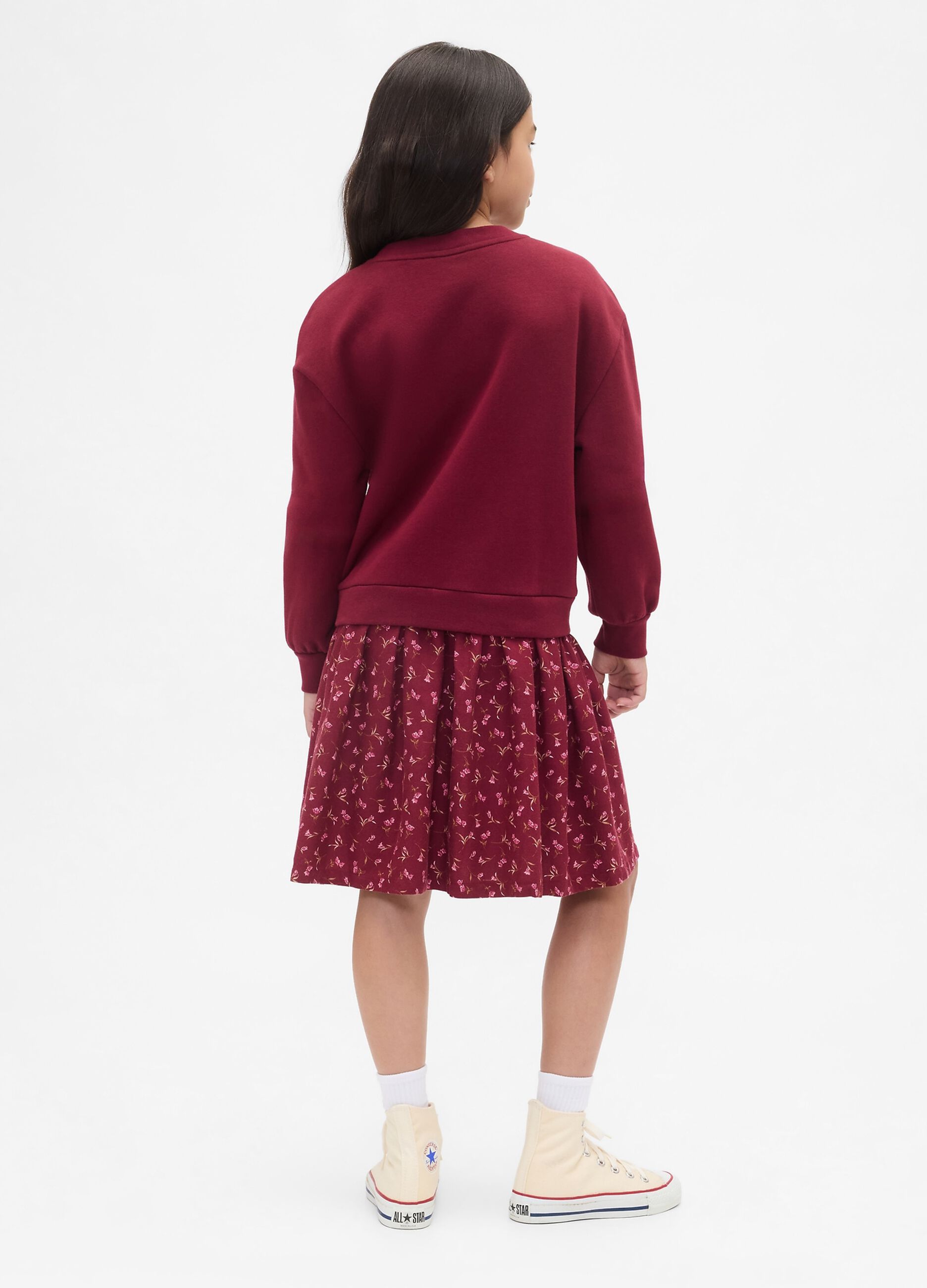 Vestito rosso per bambina con scollo rotondo_1