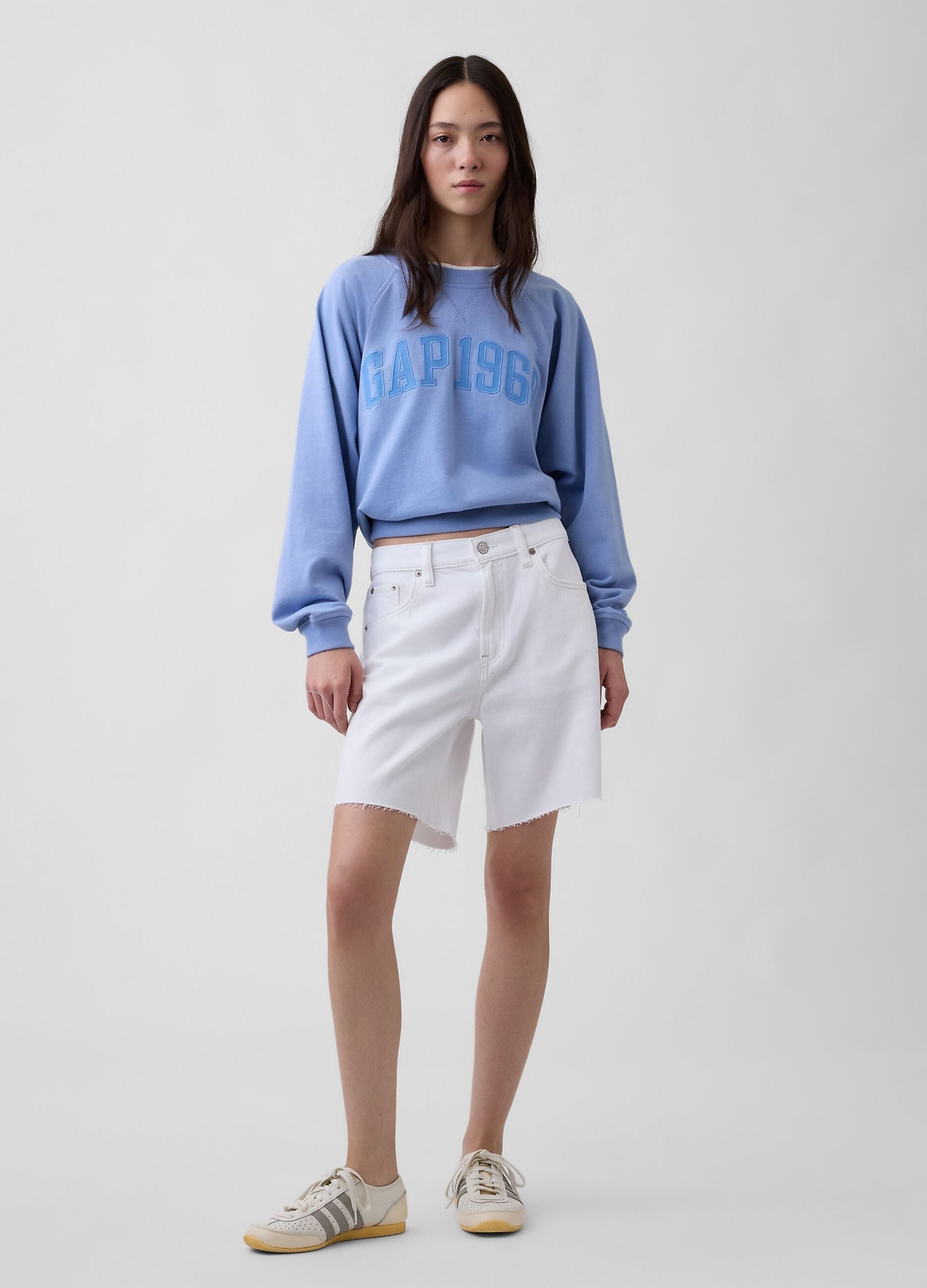 Felpa in misto cotone con scollo rotondo