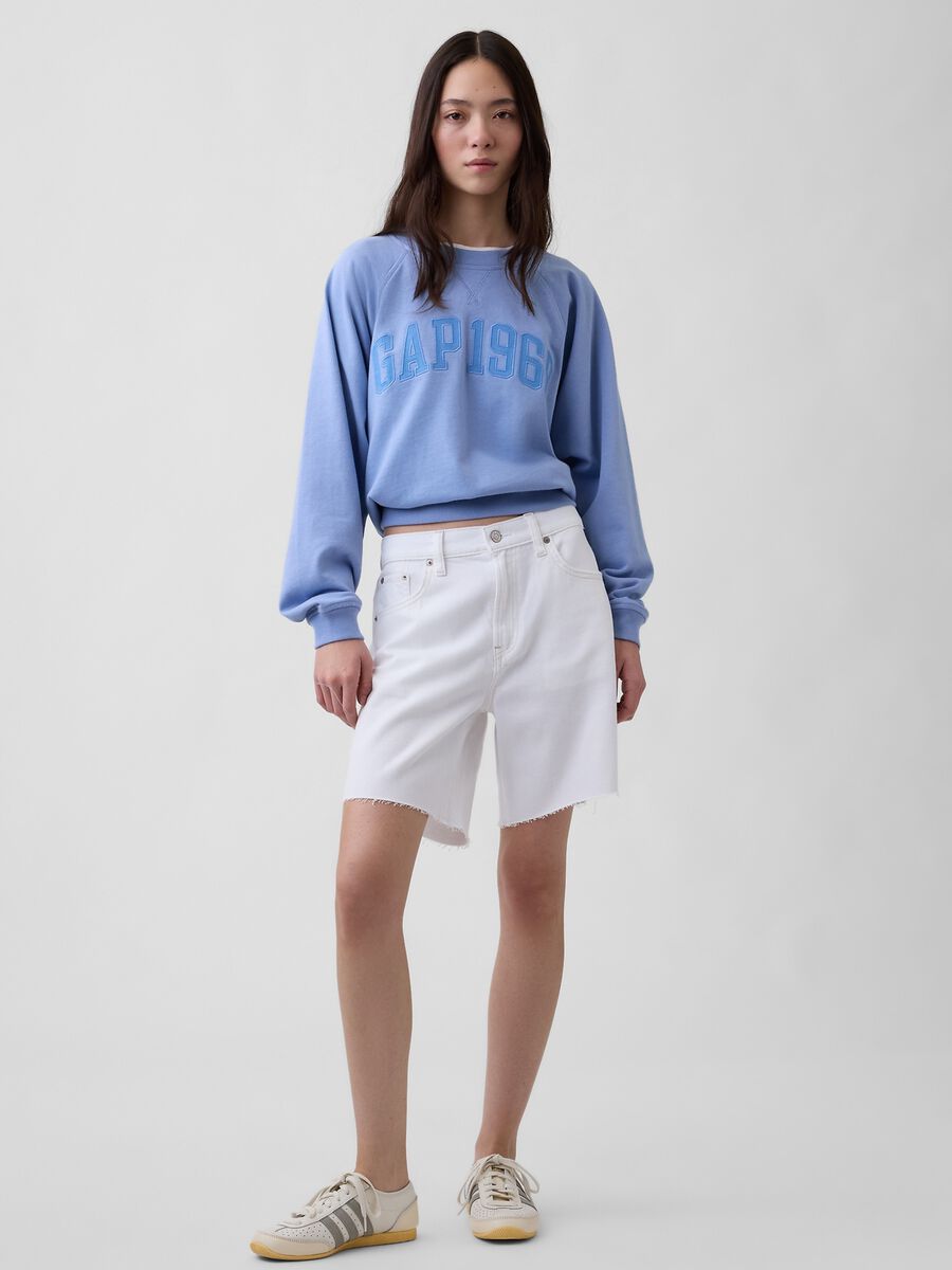Felpa in misto cotone con scollo rotondo Donna_0