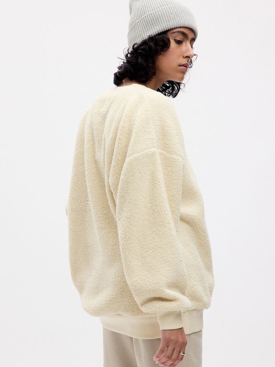 Oversized sweatshirt in sherpa with logo embroidery Woman_1