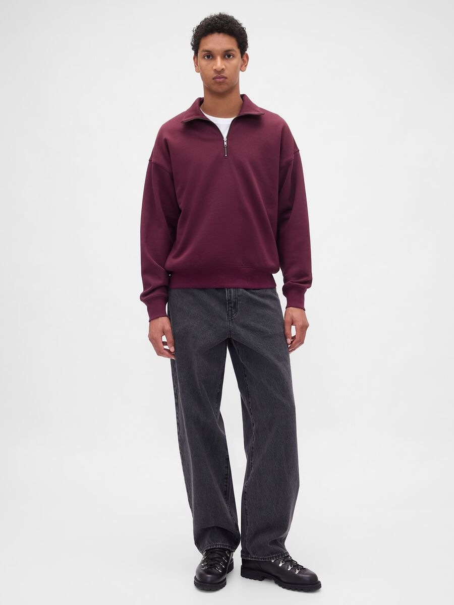 Purple Half-Zip Sweatshirt Man_0