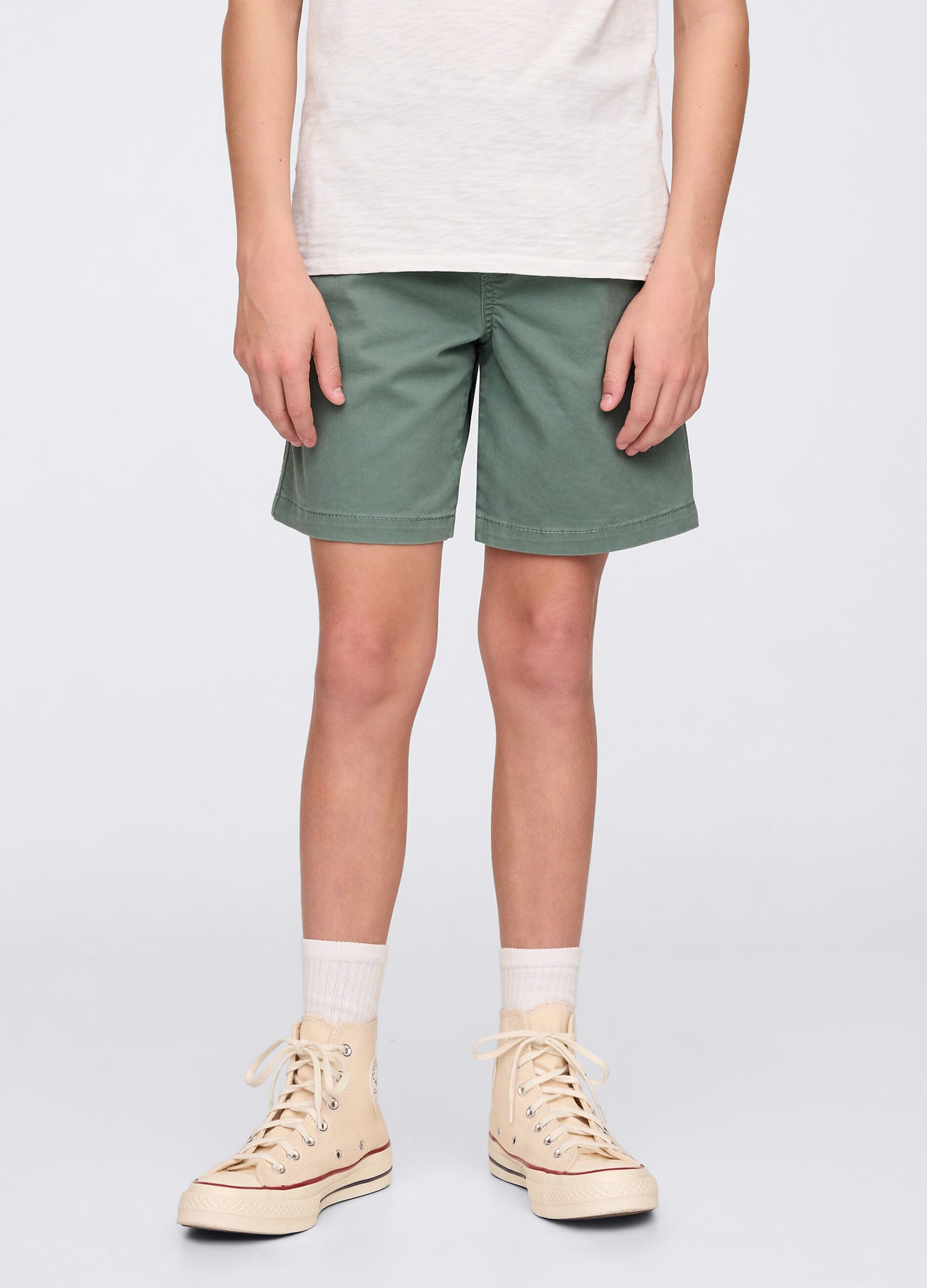Shorts verdi in cotone elasticizzato_1