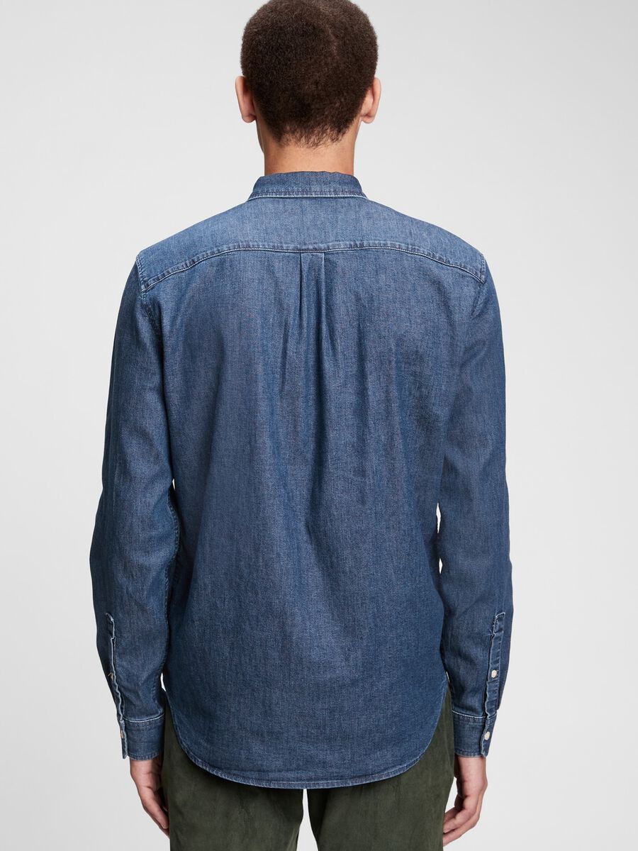 Camicia in denim con tasca Uomo_2