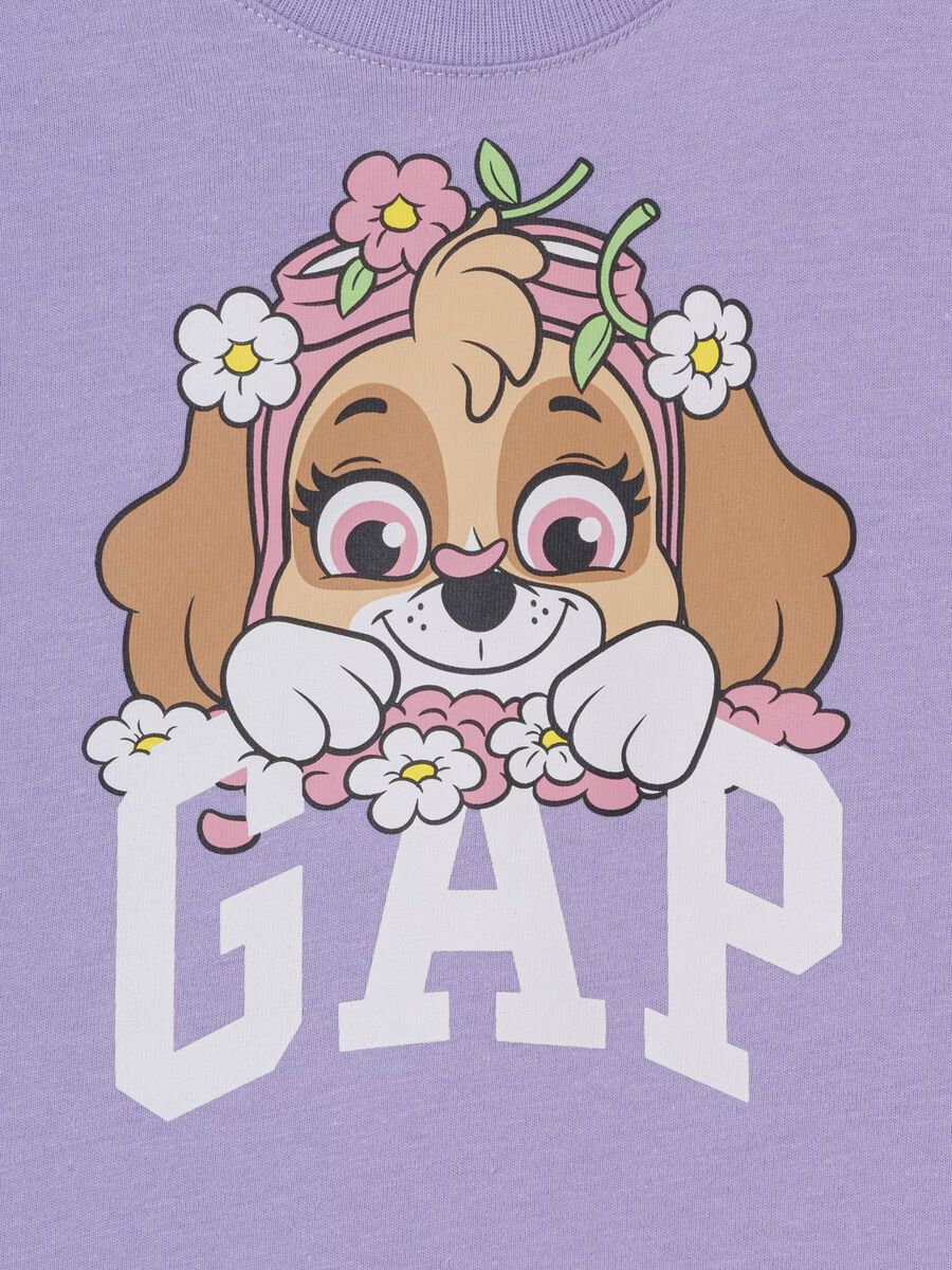 T-shirt viola con stampa cane e logo GAP Bimba_2